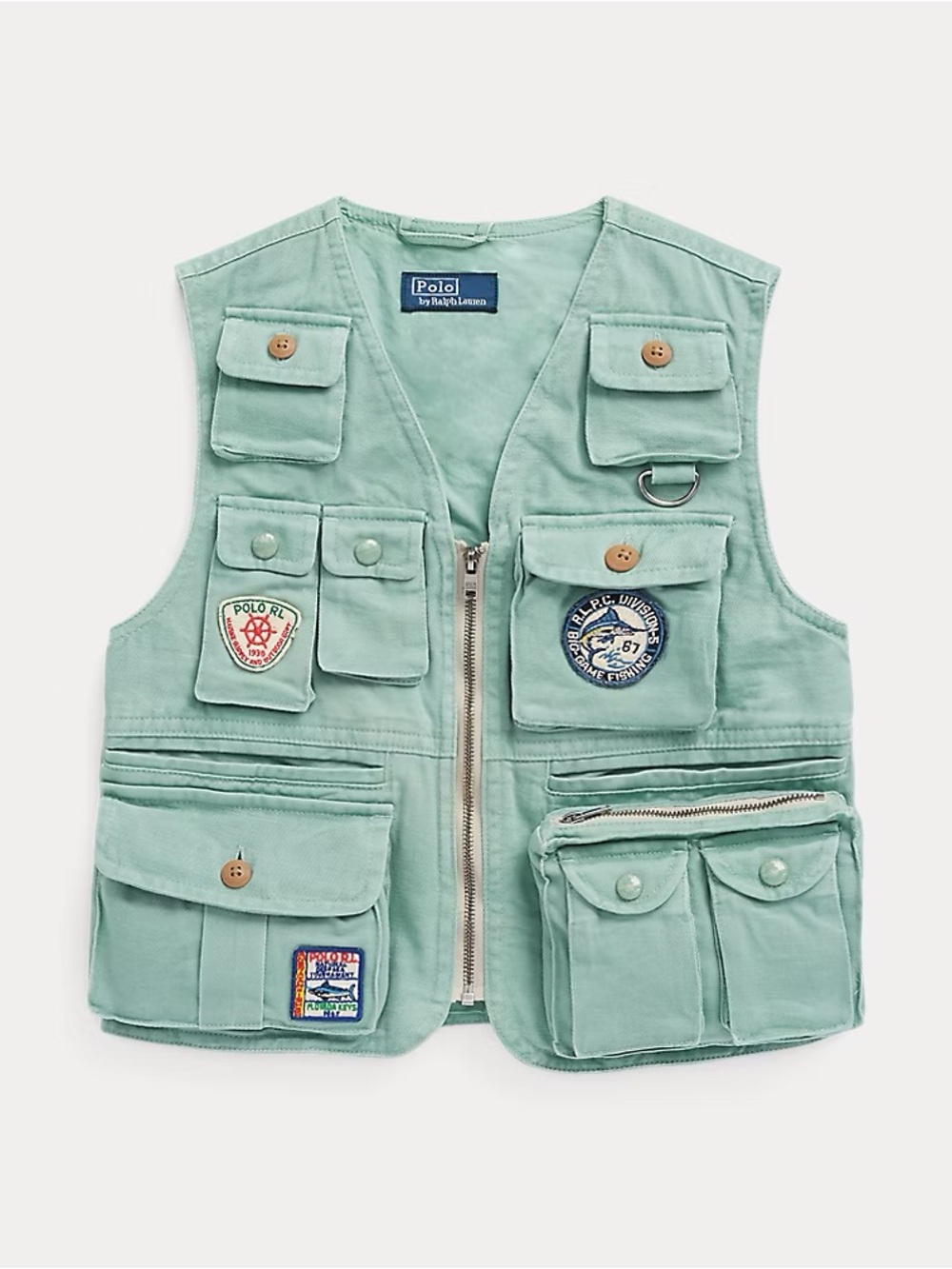 Polo Ralph Lauren vest boys 6 chino utility fishing Key West marlin green